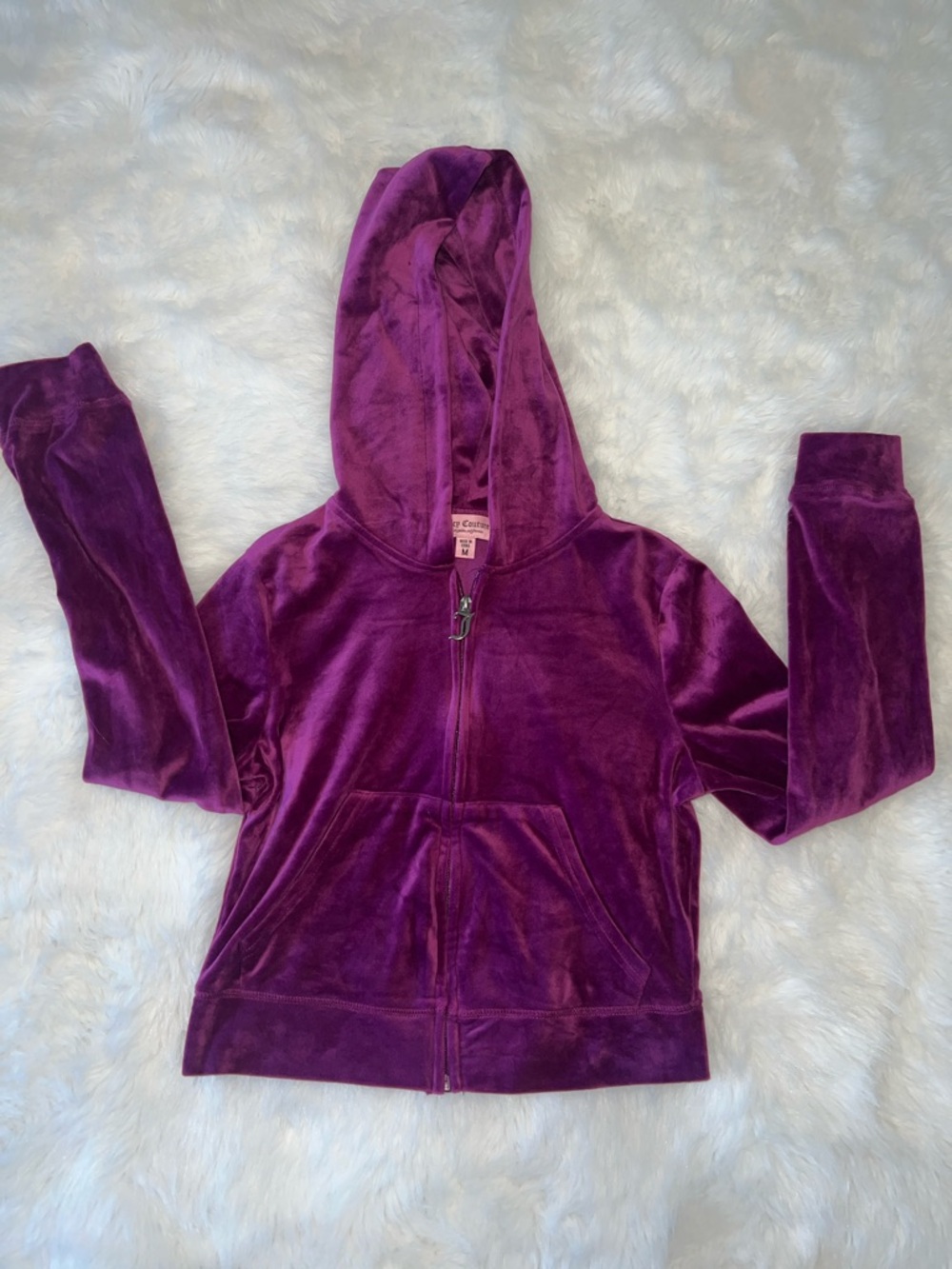 Medium Juicy Couture Purple Velour Crystal Logo Hoodie & Pants Set - Picture 5 of 6